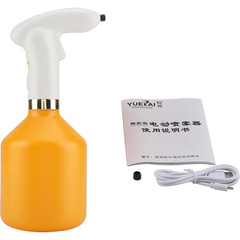 Arrosoir Électrique Portable Pulvérisateur Jardin Tactile Rechargeable USB Buse Réglable Plastique PP 1L Orange (1/5)