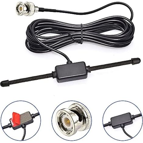 Antenne Scanner Veicolare Dipôle BNC Mâle 25-1200 MHz Câble 3 m Montage Adhésive, Compatible avec Uniden, Bearcat, Whistler, Radio Shack, Radio Scanner Mobile / Amateur / VHF UHF / CB (1/4)