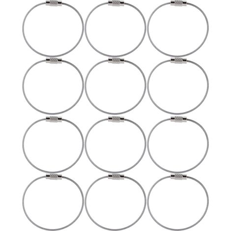 12 Pcs Wire Keychains Stainless Steel Wire Rope Key Ring Multi Purpose Wire Buckle Rope Loop CoilSilver (1/5)