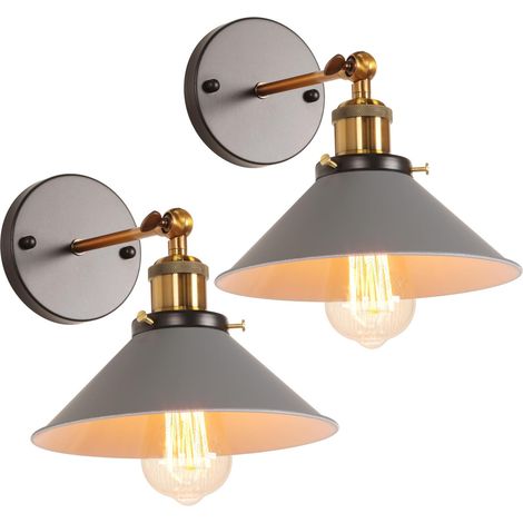 Appliques Murales Interieur Modernes Lampe Murale Industrielles Métal Spots muraux Design Ajustable Luminaire E27 ø22cm Chambre Séjour Cuisine Gris (1/5)
