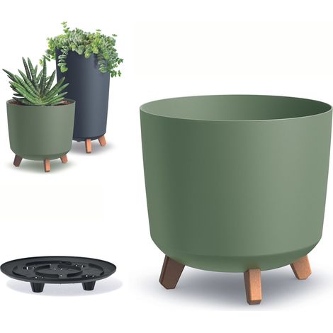 Maceta GRACIA TUBUS DGTL300L con patas  Verde tierra