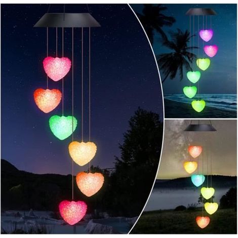 Solar-LED-Windspiel für den Garten – Wasserdicht – 7 wechselnde Farben – Weiß