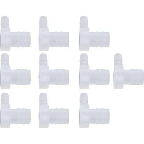 Lot de 10 raccords flexibles en plastique avec embout cannelé, diamètre réduit, coude en L à 90°, 12 x 6 mm (1/5)