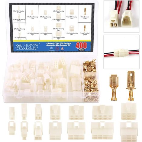 Kit de 400 pièces avec connecteurs de fil électriques pour automobile à 6,3 mm, 1, 2, 3, 4, 6, 8, 9 broches, pour moto, vélo, voiture, bateaux (1/5)