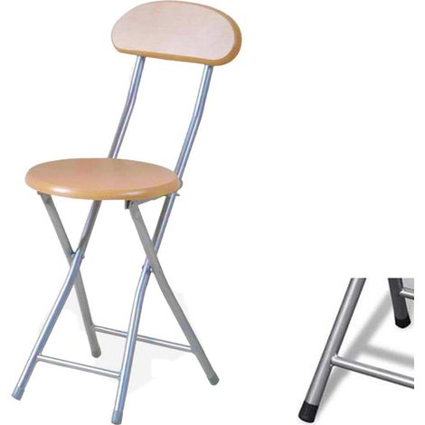 Tabouret Pliant En Bois Clair Et En Métal Avec Colmatage De Comptoir De Sauvegarde
