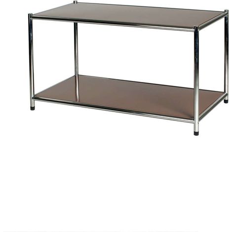 Bibliothèque métallique chromée 2 étagères marron – Dimensions 40 x 80 x h. 40,5 cm – Finition résistante aux rayures – Piétements réglables - CM 40 X