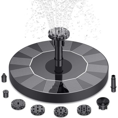 Fontaine Solaire Extérieur Flottante Pompe Bassin Solaire avec 6 Buses pour Bain d'oiseaux Aquarium Jardin Fontaine(1,5W) (1/4)