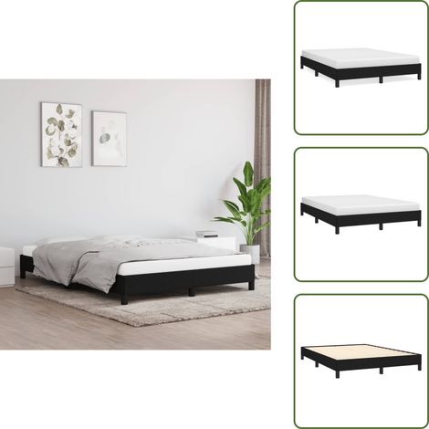 Cama de dormitorio - vidaXL Cama sin colchón tela negro 140x200 cm - Cama de noche
