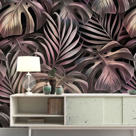 Papier peint panoramique - Feuilles tropicales - 260 cm x 130 cm (1/4)