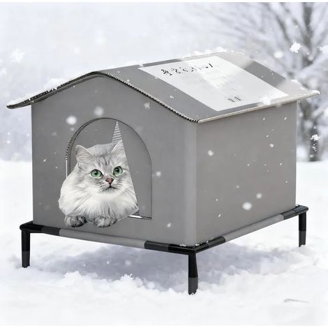 Niche Chat Exterieur,Tente Chat,Abri Chats,éTanche à L'Eau,RéSistante Aux IntempéRies,Hiver,Tente SuréLevéE (1/5)