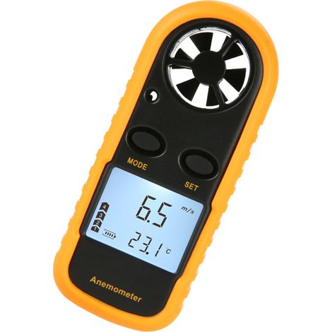 Anémomètre numérique portable avec écran LCD, thermomètre et mesureur de vitesse du vent et de température (3 V, GM816) (1/5)