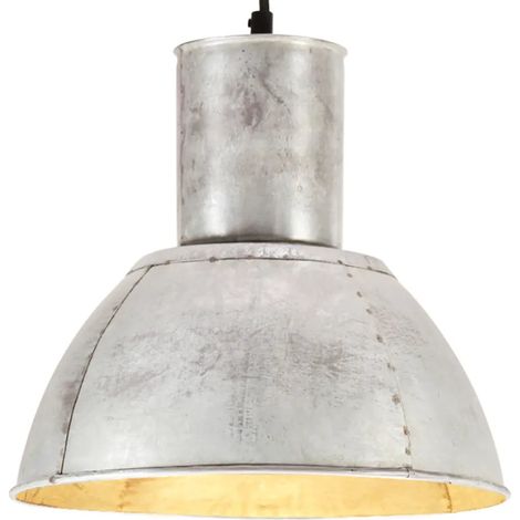 Lampe suspendue style industriel moderne salon bureau longueur totale 132 cm en fer argenté (1/5)