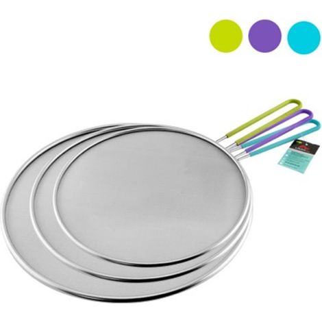 Tapa antisalpicaduras LAUXA HOME con mango de goma, 3 diámetros y colores variados (1/5)