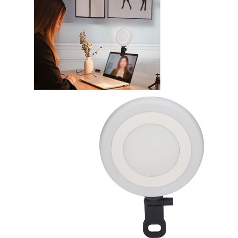 5,5-Zoll-Arbeitsleuchte für Videokonferenzen mit 3 Beleuchtungsmodi und 10 Helligkeitsstufen. Runde USB-Clip-Laptopleuchte mit RGB-Ringlicht für Live-Streaming. (1/5)