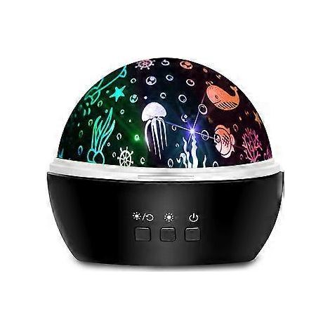 Veilleuse Bebe, Veilleuse Etoile Projection Rotation Lampe Projecteur Led Enfant und 8 Couleurs Lampe Projection Bb für Anniversaire Nol Soire - Noir