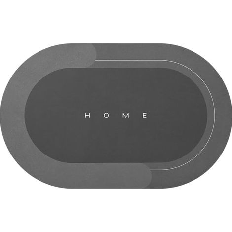 Tapis de bain ultra absorbants, fins et à séchage rapide (gris, 40x60 cm chacun, forme ovale) (1/4)