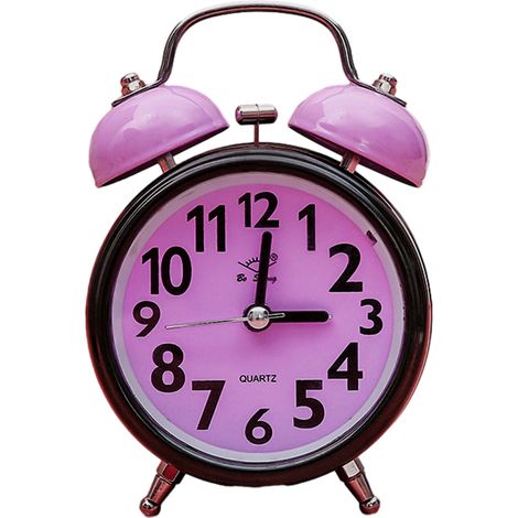 Réveil sonore compact de 7,6 cm pour gros dormeurs, à double sonnerie, fonctionnant sur piles, violet