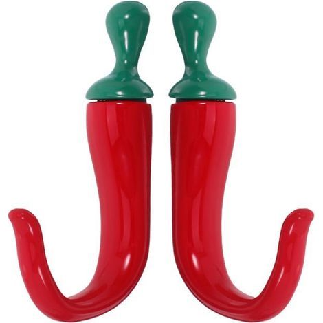 BelleRise - Set mit 2 dekorativen Wandhaken aus Zinklegierung in Form von Chilischoten für Küche und Esszimmer. (1/5)