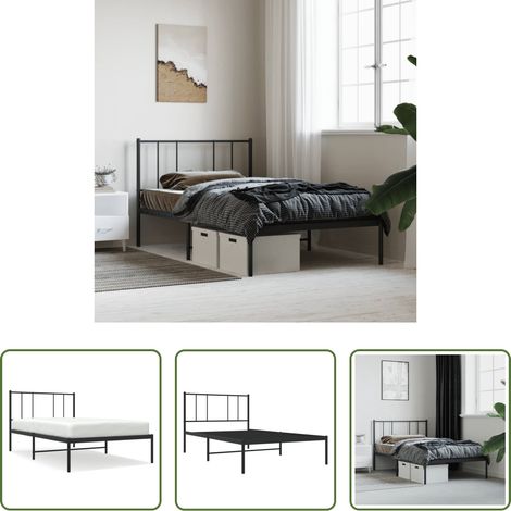 Metallbett - Bettgestell mit Kopfteil Metall Schwarz 100x200 cm (1/5)
