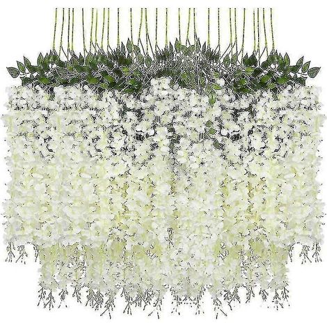 12 fleurs artificielles de glycine pour plafond, décoration de mariage, guirlande de fleurs artificielles, fleurs de haricot. (1/5)