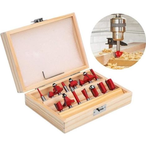 JOULLI Fraise Foret Defonceuse 15 Pcs 8 mm rouge Coupe Carbure métal bois de coupe outil (1/4)