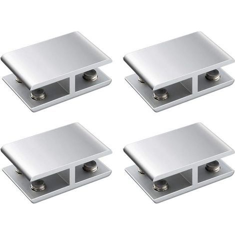 Lot de 4 supports réglables double face en alliage d'aluminium pour étagère en verre, support de serrage pour 8 à 10 mm d'épaisseur, 180 degrés (1/5)