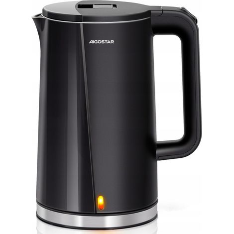Bollitore elettrico Aigostar da 1,7 litri, 2200 W, a doppia parete, nero. (1/5)
