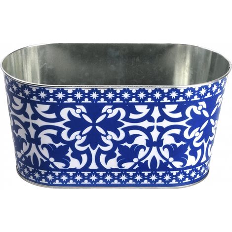 Jardinière ovale - L 11,7 x l 22,8 x H 11,9 cm - Bleu - Livraison gratuite (1/2)