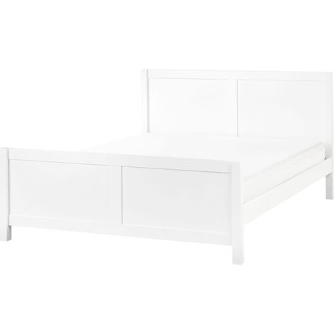 Letto Matrimoniale con Testiera Struttura a Doghe in Legno bianco 160 x 200 cm Champagnat (1/5)