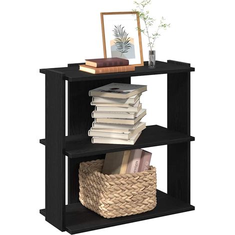 Bücherregal 3 Böden Schwarz 60x30x80 cm Holzwerkstoff