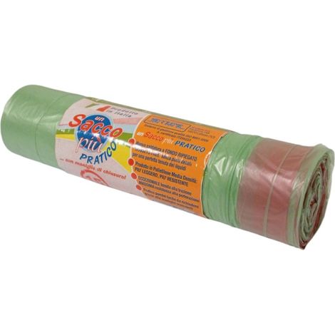 SACCHI RIFIUTI 40L 55X65CM 15PZ VERDI MANIGLIE