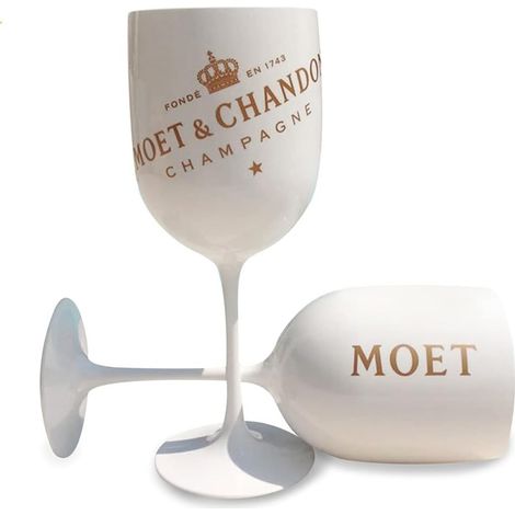 Lot de 2 flûtes à champagne, verres cocktail en plastique acrylique blanc, pour glaçons et garniture