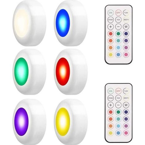Lampe de Placard Éclairage Sous Meuble Cuisine Spot LED Sans Fil avec Télécommande, Etanche IP44, Lot de 6 (1/4)