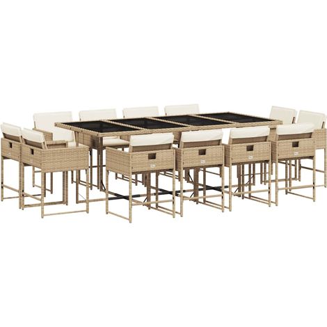 Maison Exclusive - Set da Pranzo da Giardino 13 pz con Cuscini Beige in Polyrattan
