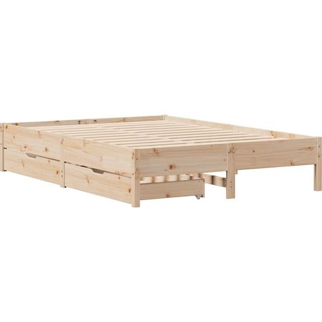 vidaXL Cadre de lit sans matelas 135x190 cm bois de pin massif (1/5)