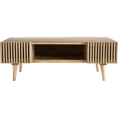 Table basse avec portes coulissantes bois manguier massif ALBA