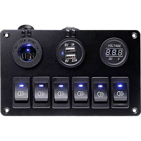 6-position direct-control combination panel switch with dual USB cigarette lighter sockets and XU surface panel switch (1/5)
