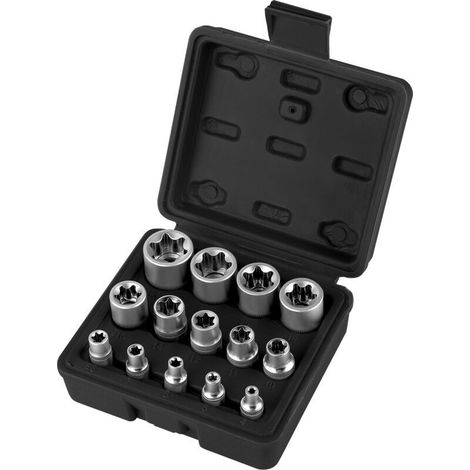 Coffret Douille Torx Femelle 1/4" 3/8" 1/2", Douille de Profilés E Torx E4, E5, E6, E7, E8, E10, E11, E12, E14, E16, E18, E20, E22, E24 (1/5)