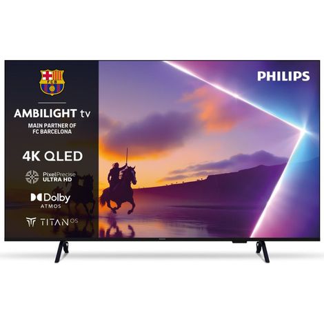 Philips – TV QLED 55 pouces 4K UHD Ambilight – Taux de rafraîchissement 120Hz – 4 ports HDMI – Classe énergétique A