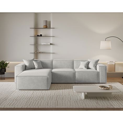 Emporius Canapé d'angle L Figo - style moderne, canapé 265 cm, gauche - Gris clair (1/5)