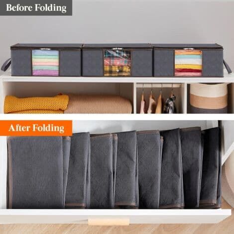 35L hopfällbar förvaringsväska - Mått 50x35x20cm - Non-tissé tyg avec transparenta fönster - Set de 3 pour les vêtements et le sac à dos