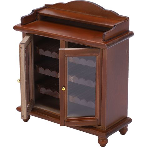 Meuble miniature en bois pour maison de poupée, style classique et élégant, à monter soi-même, couleur noyer. (1/5)