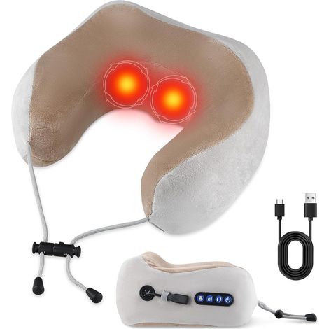 Masseur Cervical Masseur Electrique sans Fil Coussin Massant en U Portable Massage Cervicales et Cou pour Maison/Bureau - Soulagement des Douleurs Nuque et Cou (1/5)