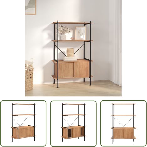 The Living Store Regal mit 4 Böden und Schrank 80x40x130 cm Stahl Holzwerkstoff - Bücherregal - Regal Mit Schubladen - Stehregal - Raumteiler - Schreibtischorganisation (1/5)