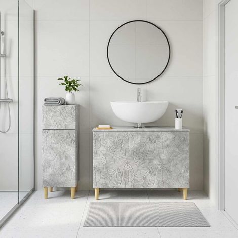 vidaXL 2 Piece Bathroom Cabinet Set DELFT Concrete Grey (1/5)