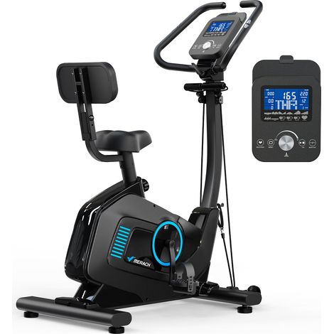 Vélo d’Appartement, Mode Connecté, APP/Bluetooth,16 Résistances, Semi-Allongé Réglable, Bandes de Résistance, Merach (1/5)