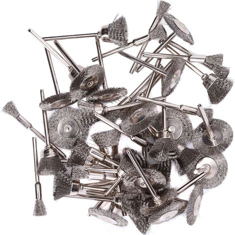 Ensemble de 60 brosses métalliques en acier inoxydable pour le dépoussiérage, tige de 3 mm, 3 formes différentes (1/5)