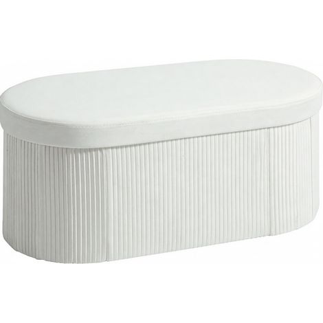 Banco arcón plegable acolchado efecto terciopelo 76 x 38 x 35 cm crema MODENUIT (1/4)