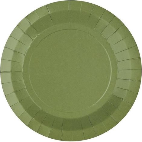 20 assiettes rondes en carton biodégradable, 22,5 cm, vert olive/sauge, usage festif mariage anniversaire