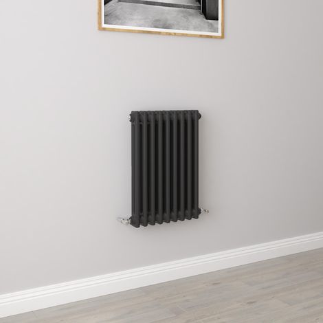 AICA 600x425mm 2 Column Horizontal Black Radiator Central Heating Cast Iron Style (1/5)